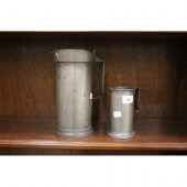 Two antique pewter measures, o