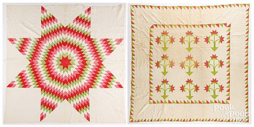TWO ANTIQUE PIECED QUILTSTwo