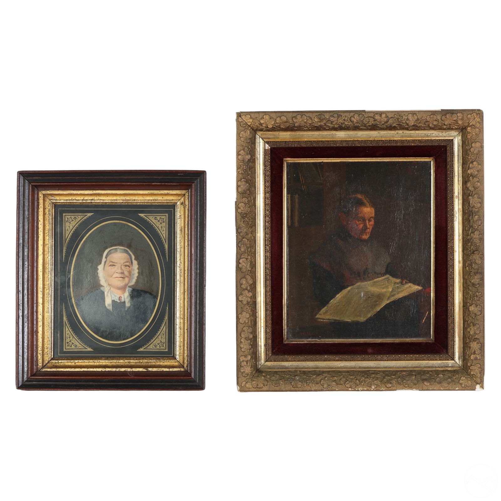 TWO ANTIQUE PORTRAIT PAINTINGS OF