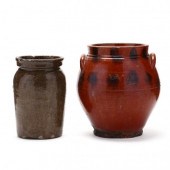 TWO ANTIQUE POTTERY JARS 19th