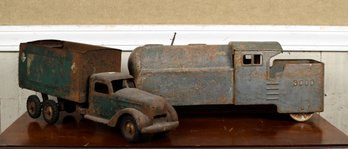 Two antique pressed steel toys, a