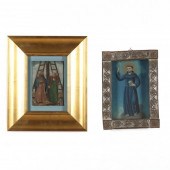 TWO ANTIQUE RETABLOS OF SAINTS