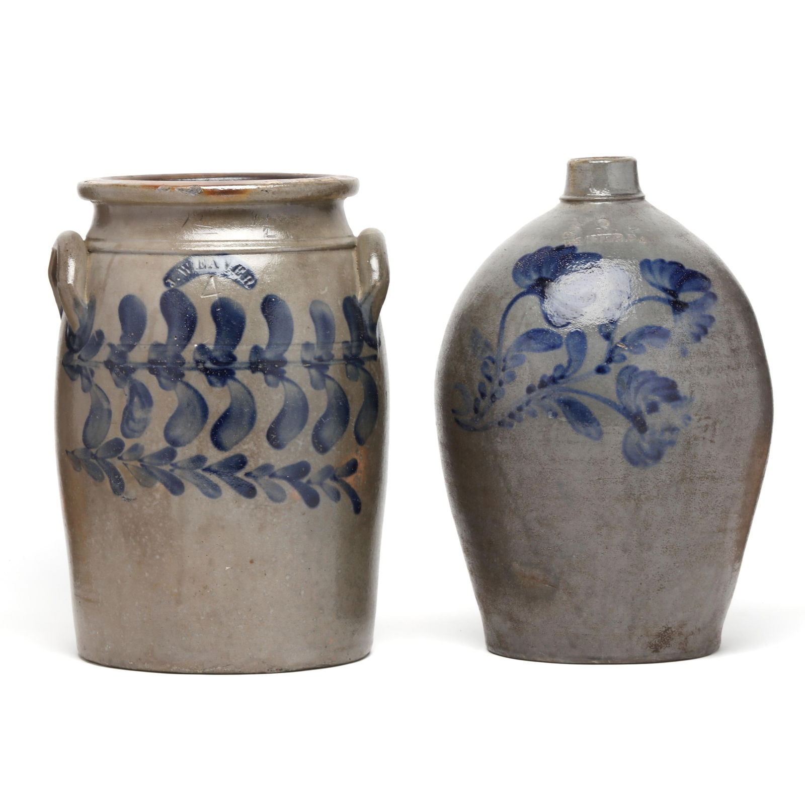 TWO ANTIQUE SALT GLAZED STONEWARE