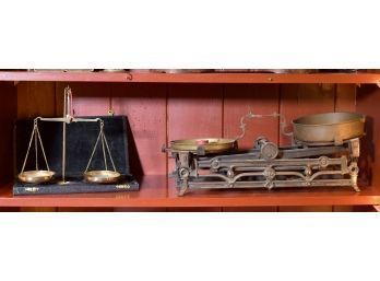 Two antique scales including iron