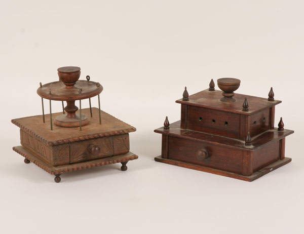 Two antique sewing caddies with
