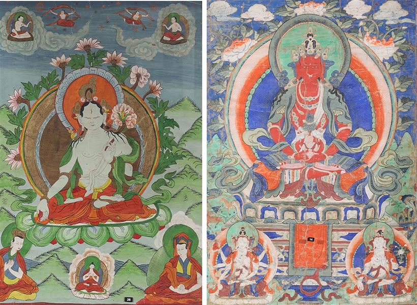Two antique Sino-Tibetan painted