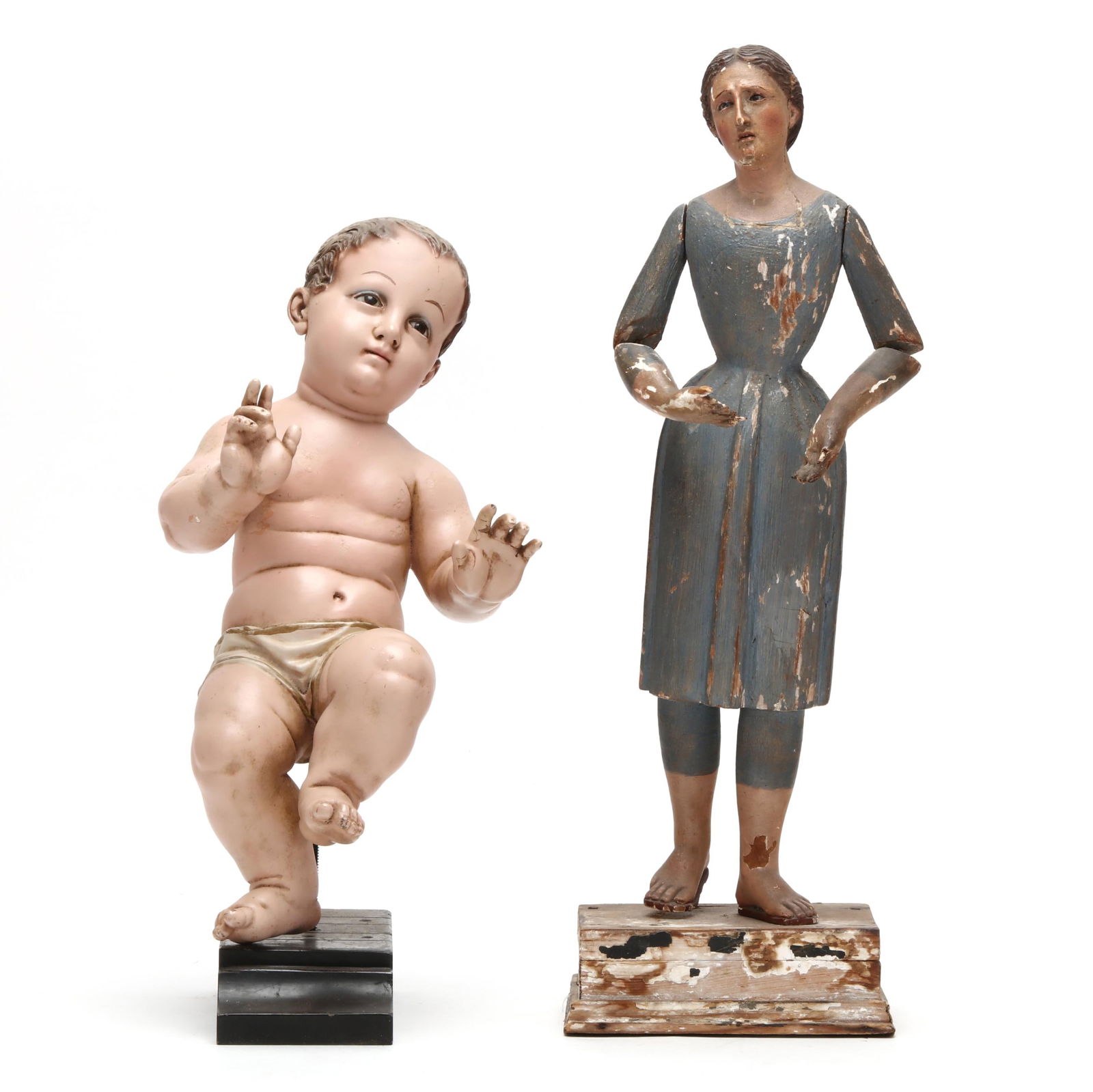 TWO ANTIQUE SPANISH COLONIAL CARVED