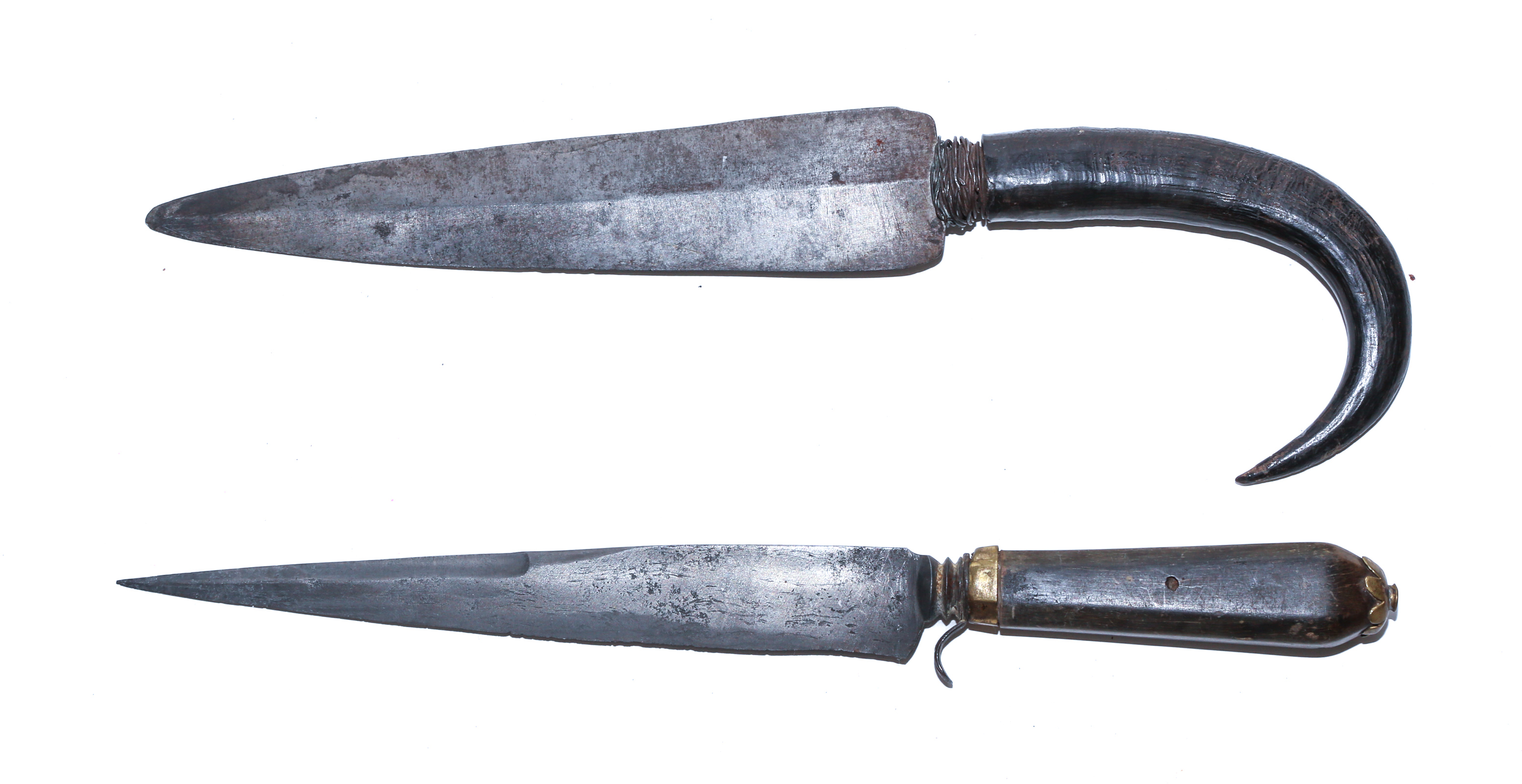 TWO ANTIQUE SPANISH FIGHTING KNIVES