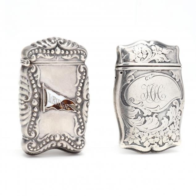TWO ANTIQUE STERLING SILVER MATCH