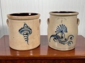Two antique stoneware crocks: