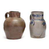 TWO ANTIQUE STONEWARE PITCHERS