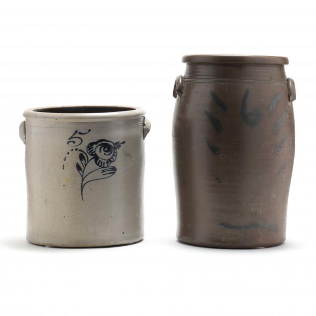 TWO ANTIQUE STONEWARE STORAGE