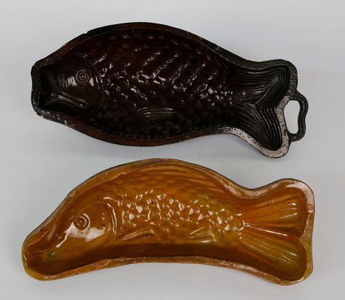 TWO ANTIQUE SWEDISH FISH MOUSSE