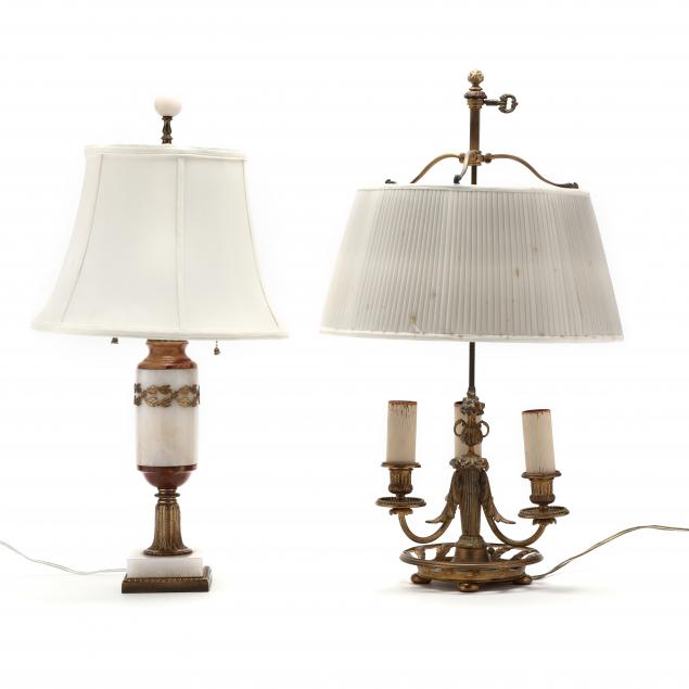 TWO ANTIQUE TABLE LAMPS Both