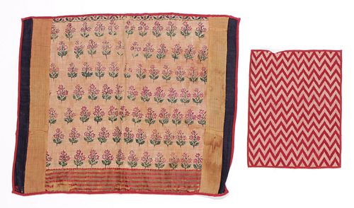 TWO ANTIQUE TEXTILE FRAGMENTS,