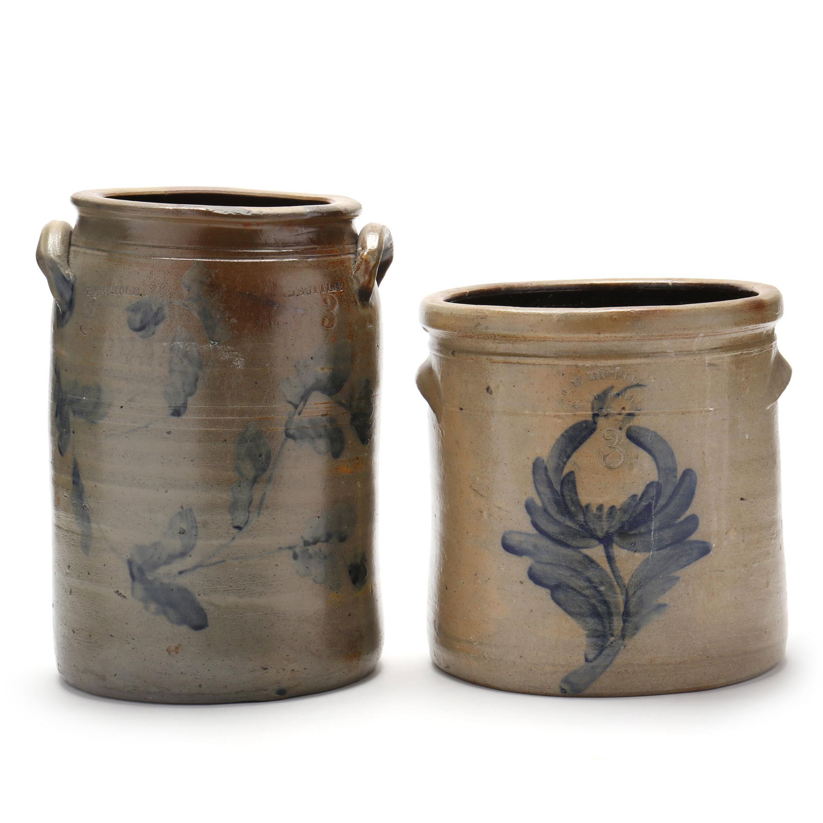 TWO ANTIQUE THREE GALLON SALT