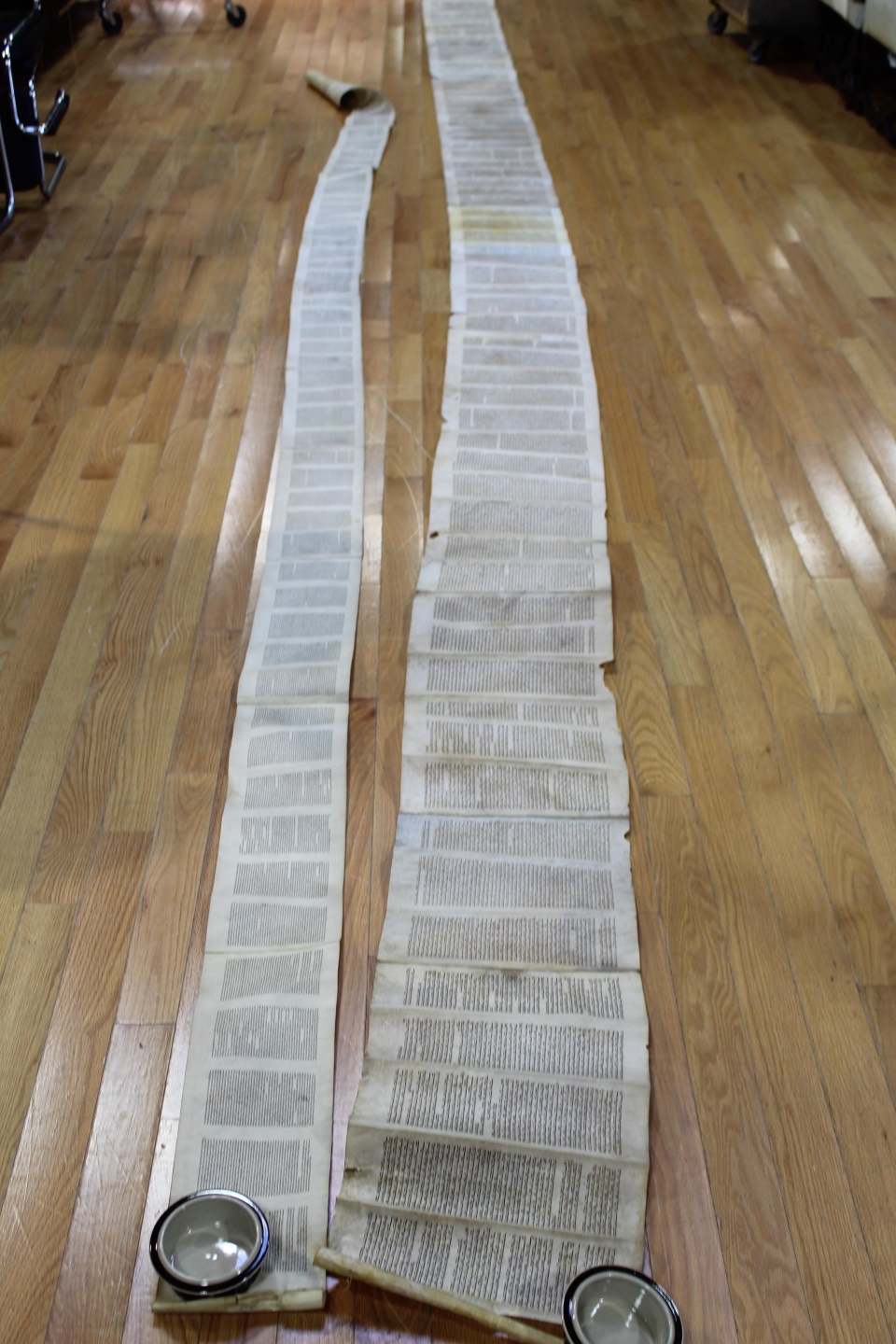 TWO ANTIQUE TORAH SCROLLS ON