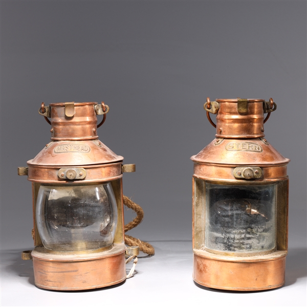 Two antique Tung Woo brass and