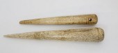 TWO ANTIQUE TURNED WHALEBONE F