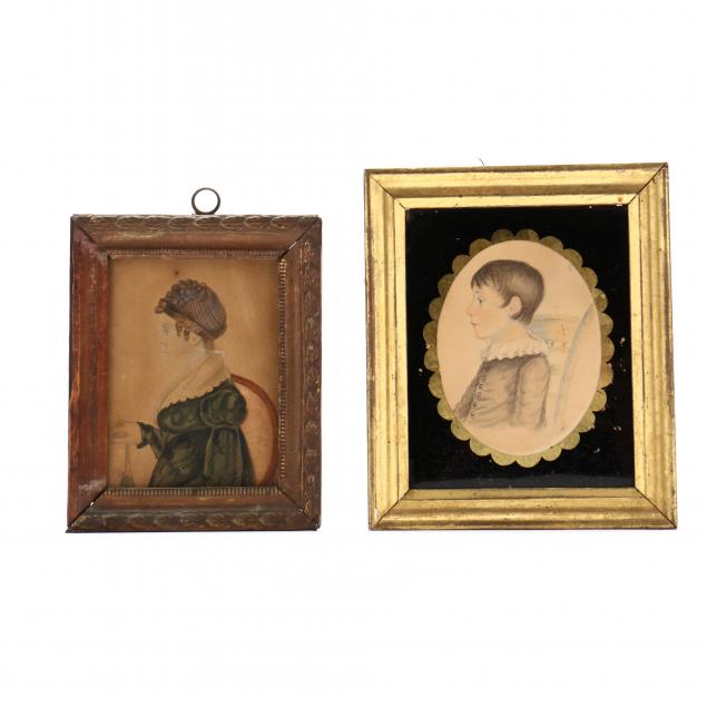 TWO ANTIQUE WATERCOLOR PORTRAIT