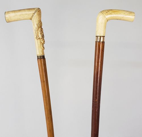 TWO ANTIQUE WHALEBONE HANDLED