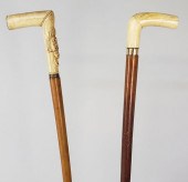 TWO ANTIQUE WHALEBONE HANDLED
