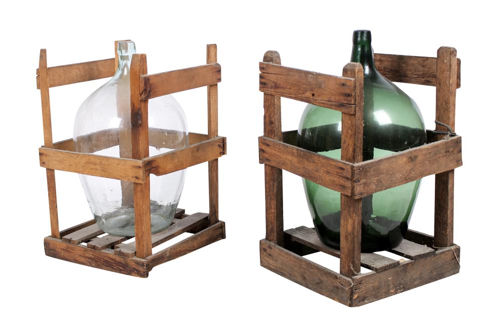 TWO ANTIQUE WINE BOTTLES WITH