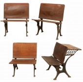 TWO ANTIQUE WOOD AND IRON SCHO