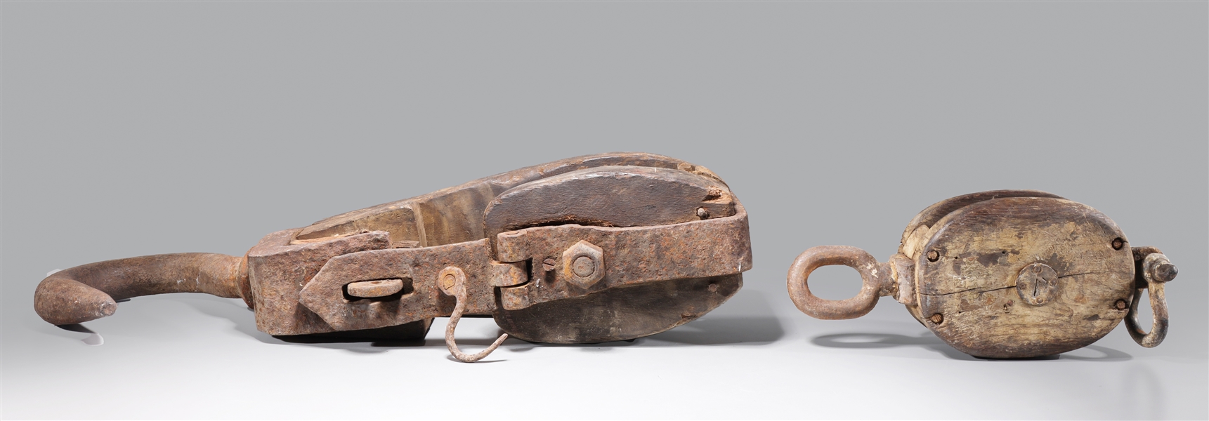 Two antique wood and metal,