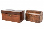 TWO ANTIQUE WOODEN BOXESTwo An
