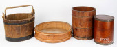 TWO ANTIQUE WOODEN BUCKETS, ET