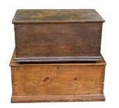 TWO ANTIQUE WOODEN LOW CHESTSo
