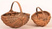 TWO ANTIQUE WOVEN OAK SPLINT F