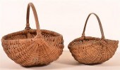 TWO ANTIQUE WOVEN OAK SPLINT F