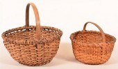 TWO ANTIQUE WOVEN OAK SPLINT M