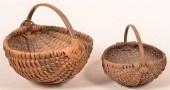 TWO ANTIQUE WOVEN OAK SPLINT F