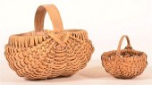 TWO ANTIQUE WOVEN OAK SPLINT B