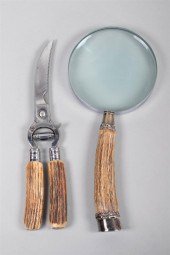 TWO ANTLER MOUNTED ITEMS: MAGN