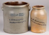TWO A.P. DONAGHHO STONE CROCKS