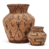 TWO APACHE COILED OLLA BASKETS