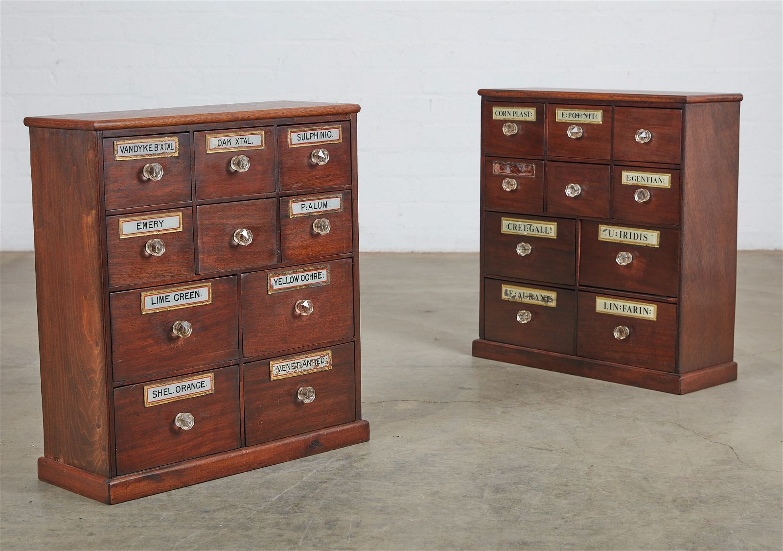 TWO APOTHECARY CABINETS, 19TH