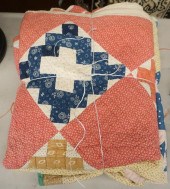 TWO APPLIQUE PATCHWORK QUILTS,