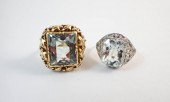 TWO AQUAMARINE AND FOURTEEN KA