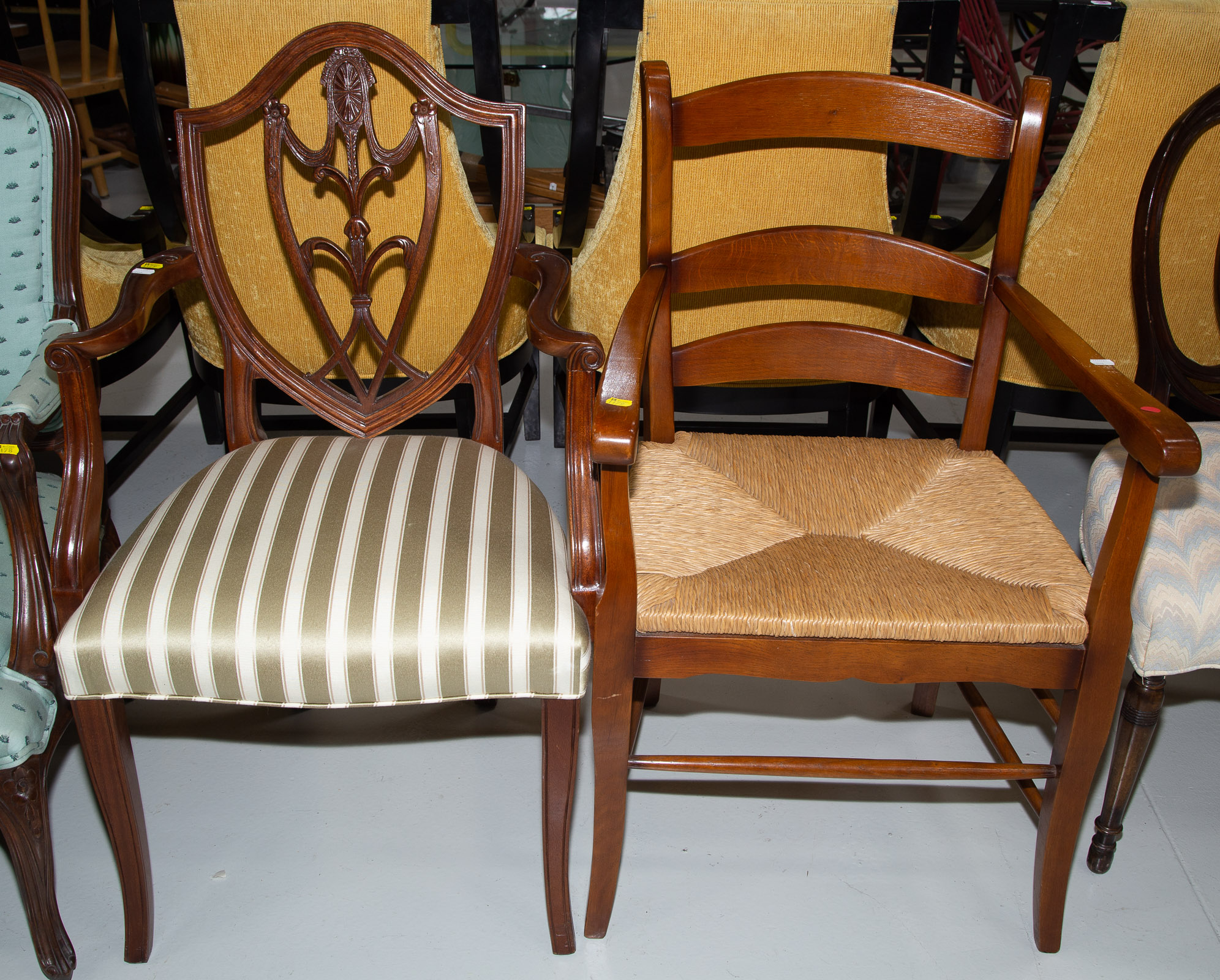 TWO ARM CHAIRS Including a