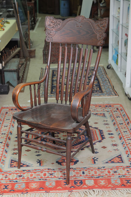 TWO ARMCHAIRS. Pressed and banister