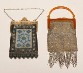 Two Art Deco beaded and metal