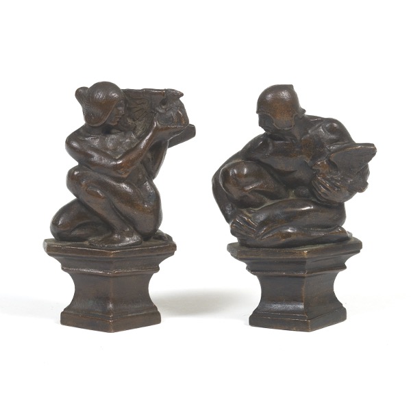 TWO ART DECO BRONZE PAPER