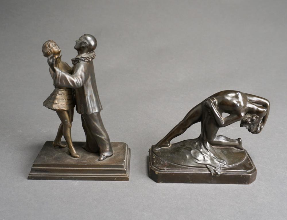 TWO ART DECO BRONZED METAL