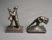 TWO ART DECO BRONZED METAL FIG