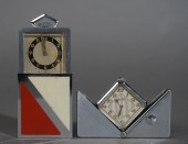 TWO ART DECO CHROME METAL TRAV